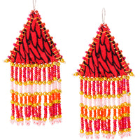 Woven Silk Pyramid Earrings