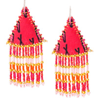 Woven Silk Pyramid Earrings