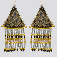 Woven Silk Pyramid Earrings