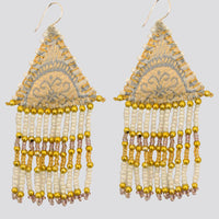 Woven Silk Pyramid Earrings