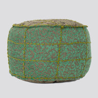Round Wool Embroidered Ottoman