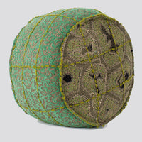 Round Wool Embroidered Ottoman