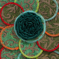 Rose Appliqué Round Cushion Cover