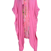 Gemma Ruffle Silk Kaftan Dress - Silk Cotton with Chiffon (4709719900265)