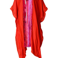 Gemma Ruffle Silk Kaftan Dress - Silk Cotton with Chiffon (4709719900265)