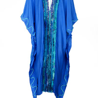 Gemma Ruffle Silk Kaftan Dress - Silk Cotton with Chiffon (4709719900265)