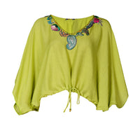 Ali Top - Woven Silk with Applique (4488608612457)
