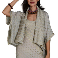 Juliette Silk Cape - Short Hand Cut Silk Jacquard (4520274952297)