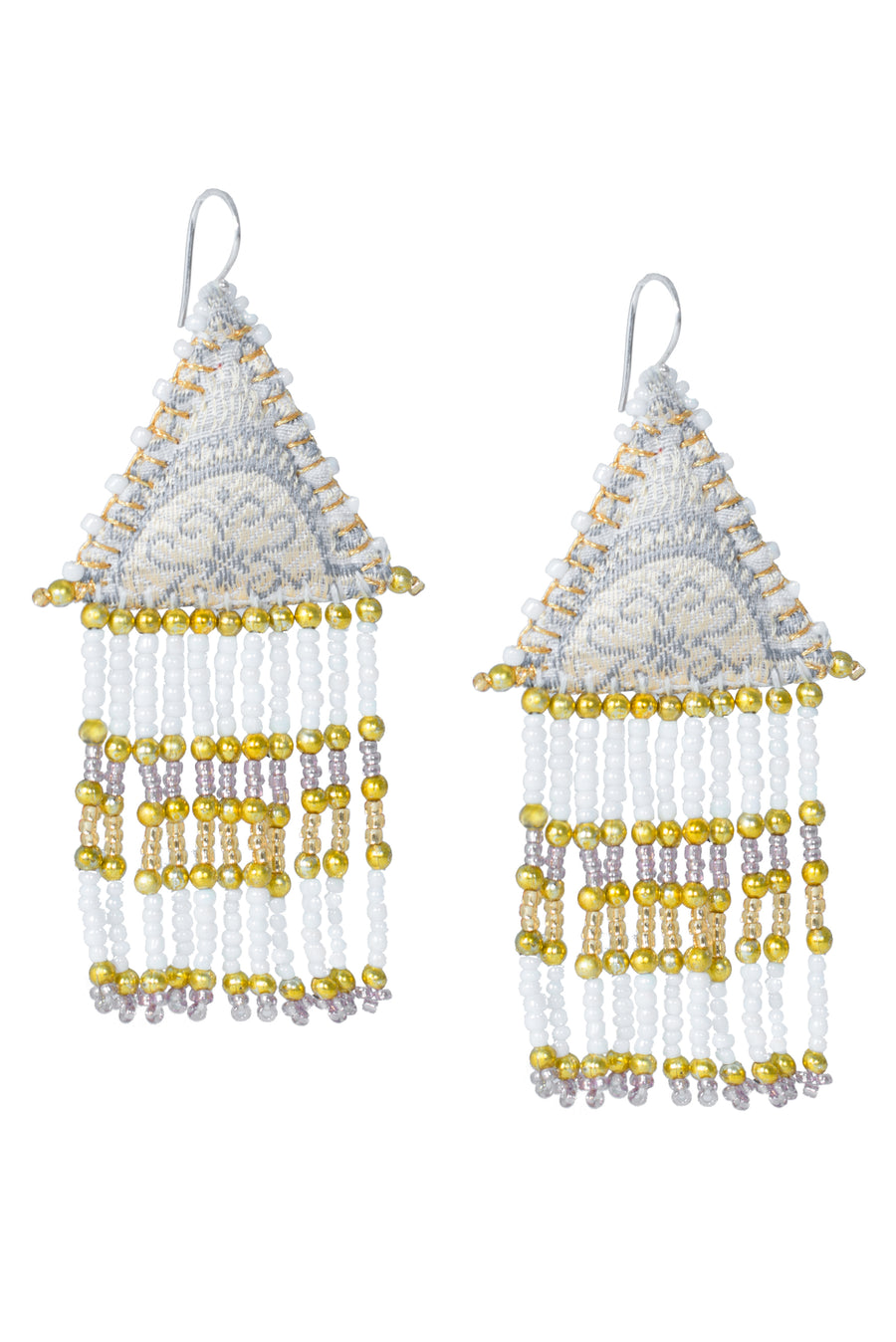 Woven Silk Pyramid Earrings