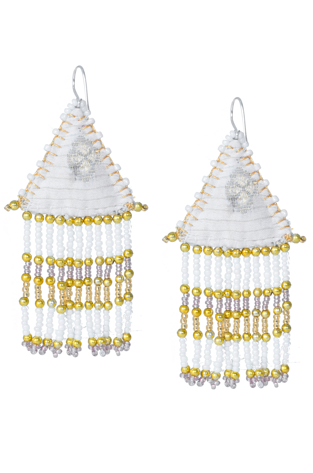 Woven Silk Pyramid Earrings