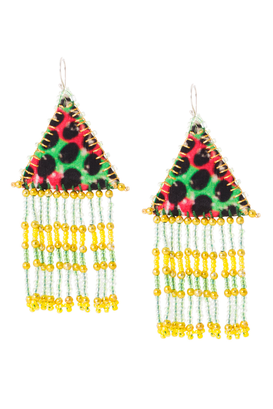 Woven Silk Pyramid Earrings