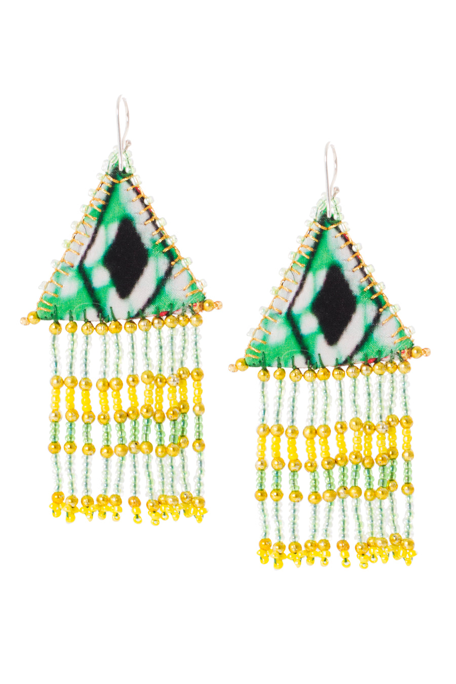 Woven Silk Pyramid Earrings