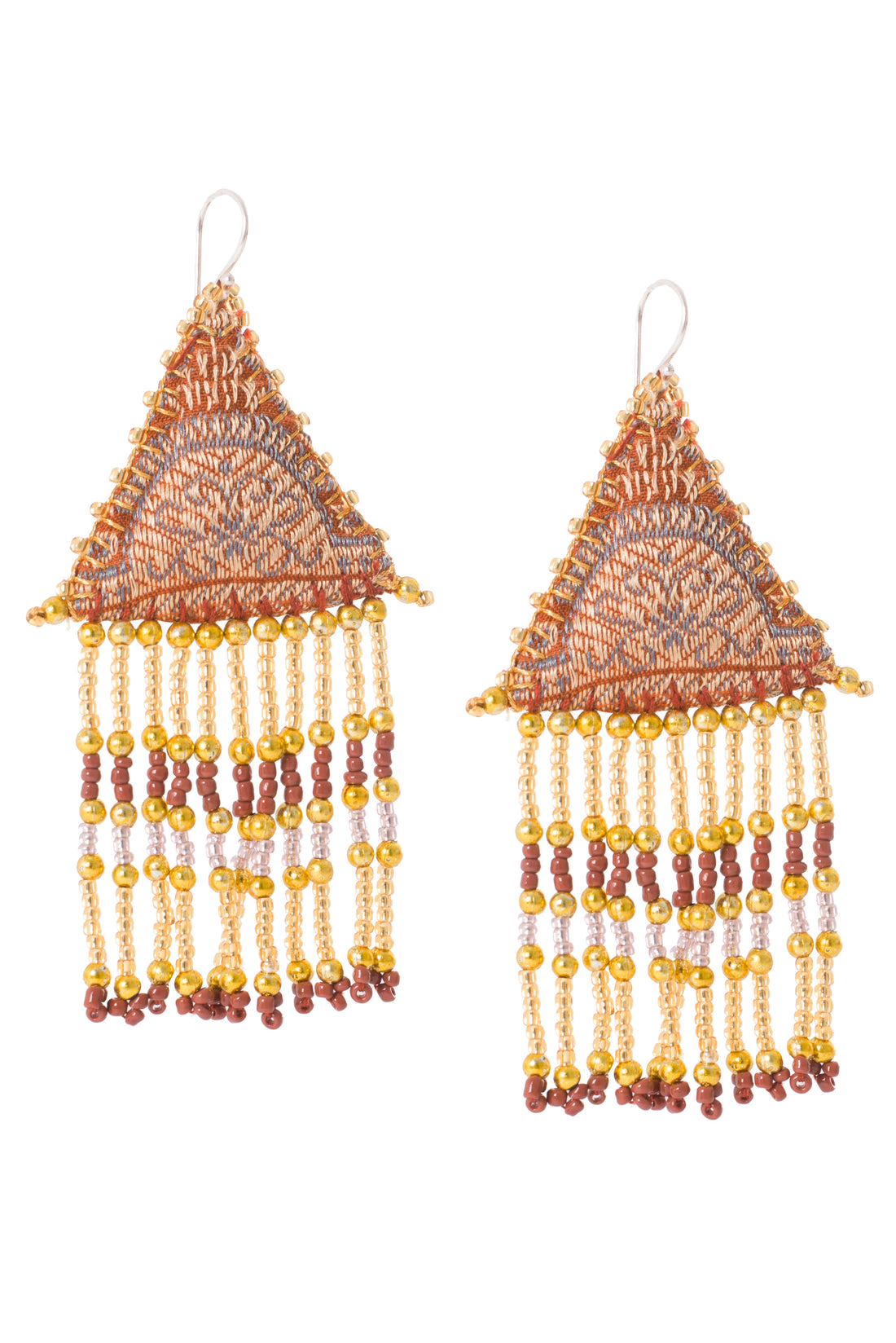 Woven Silk Pyramid Earrings