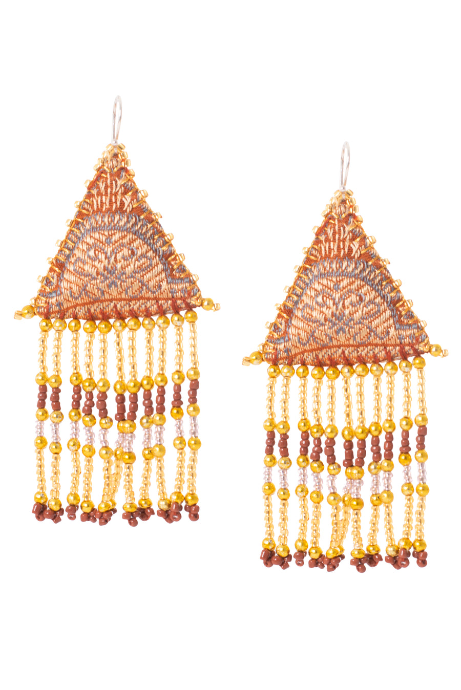 Woven Silk Pyramid Earrings