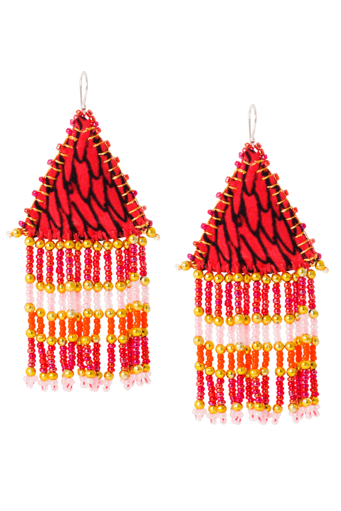 Woven Silk Pyramid Earrings