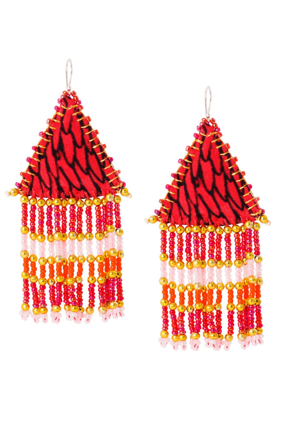 Woven Silk Pyramid Earrings