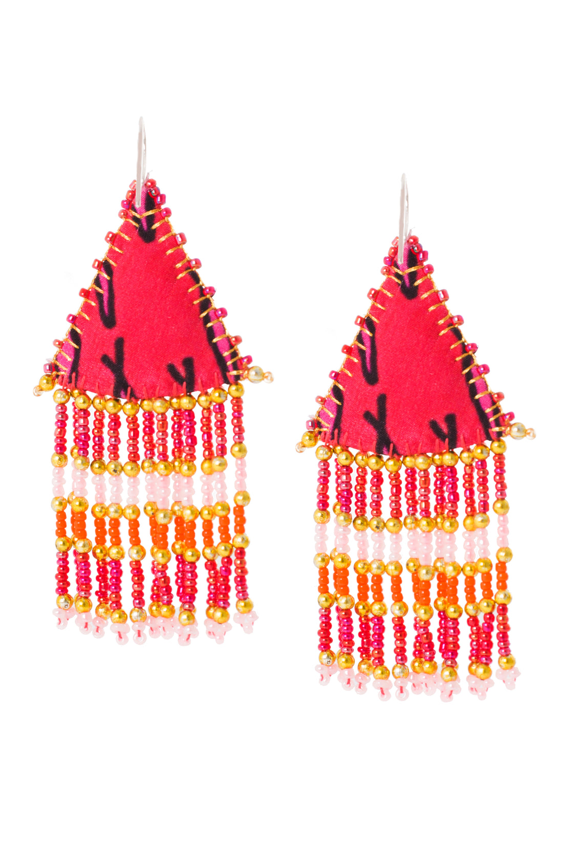 Woven Silk Pyramid Earrings