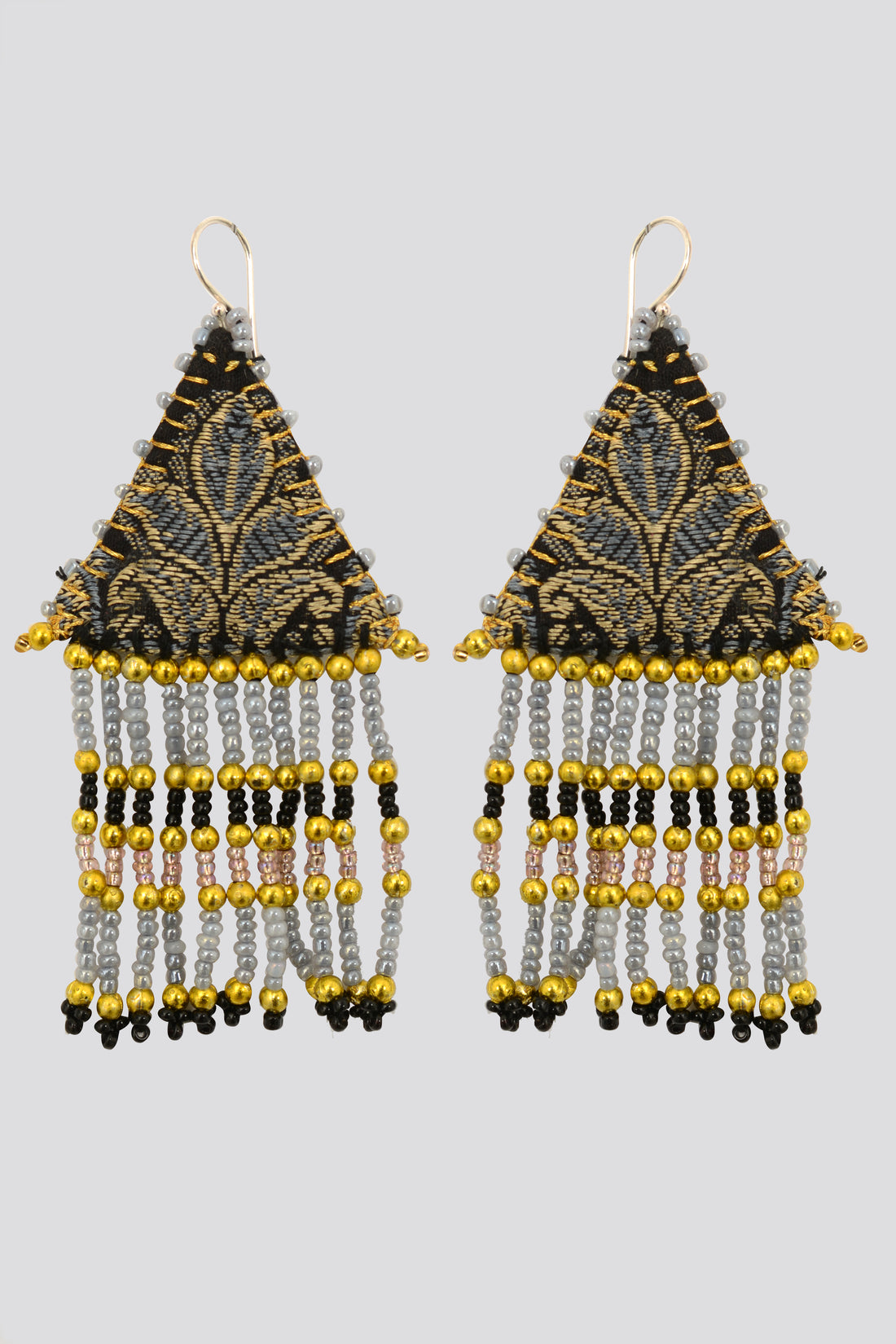 Woven Silk Pyramid Earrings