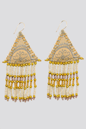Woven Silk Pyramid Earrings