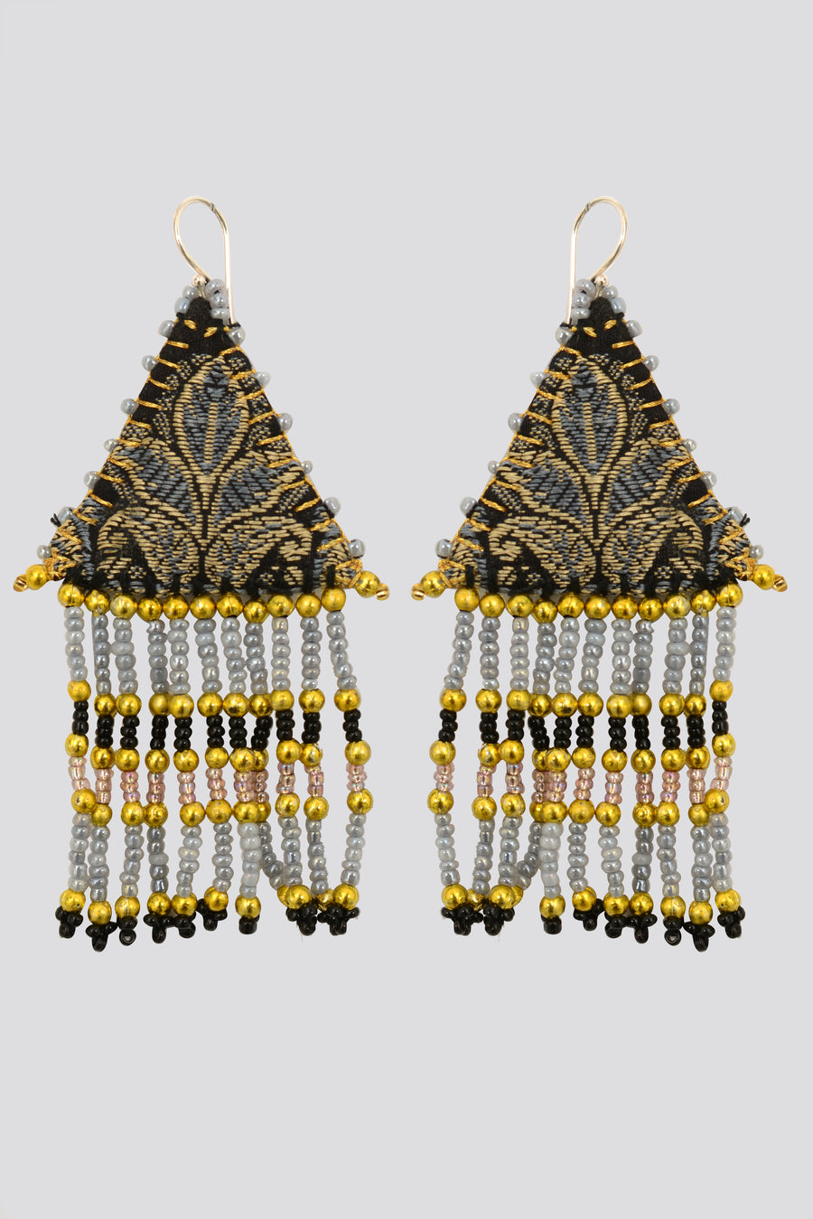 Woven Silk Pyramid Earrings