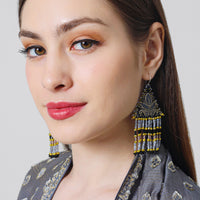 Woven Silk Pyramid Earrings
