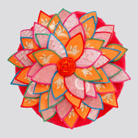 Round Lotus Appliqué Cushion Cover