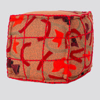 Square Wool Embroidered Ottoman