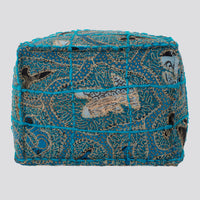 Square Wool Embroidered Ottoman