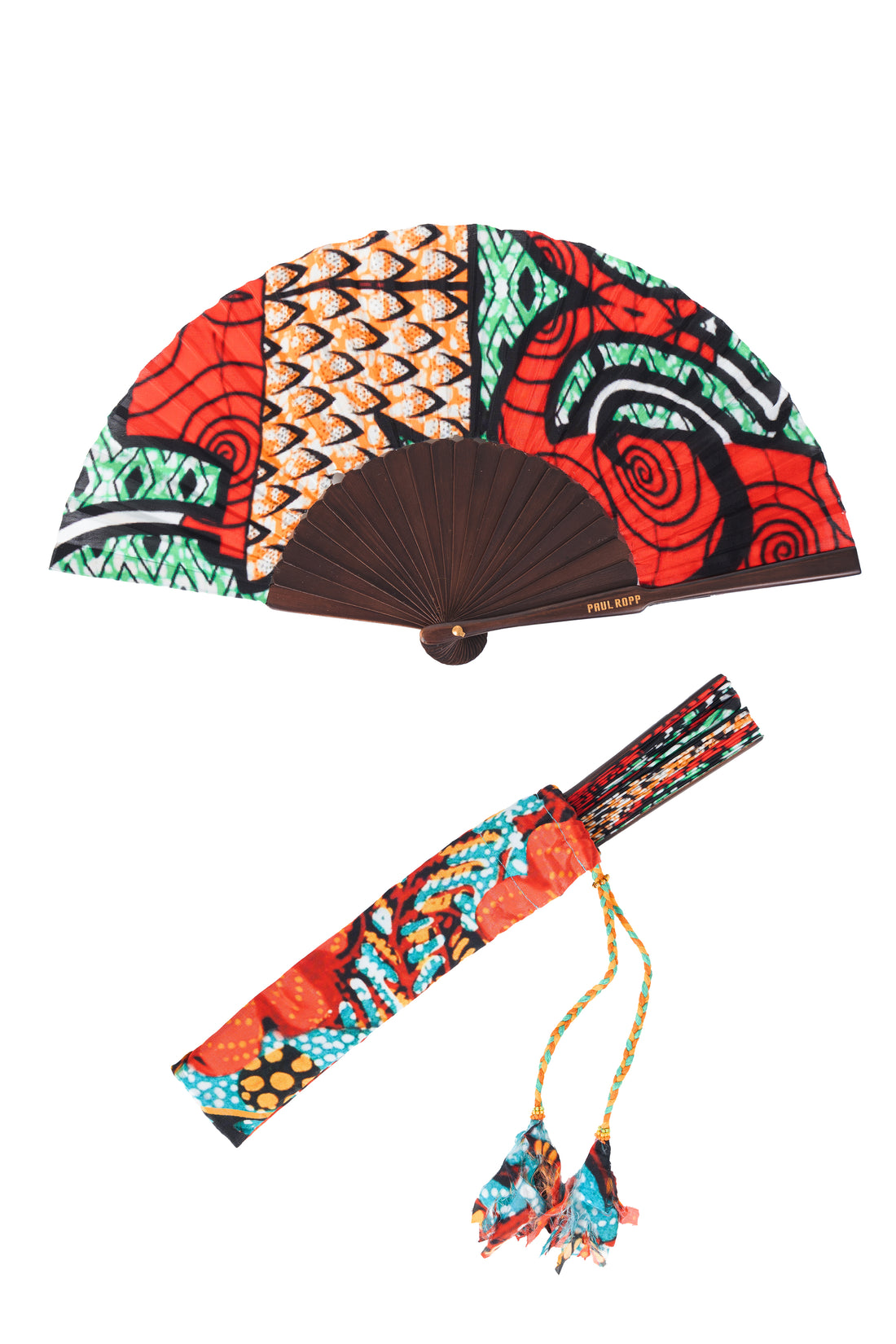 PR Hand Fan Tribal Red - Large