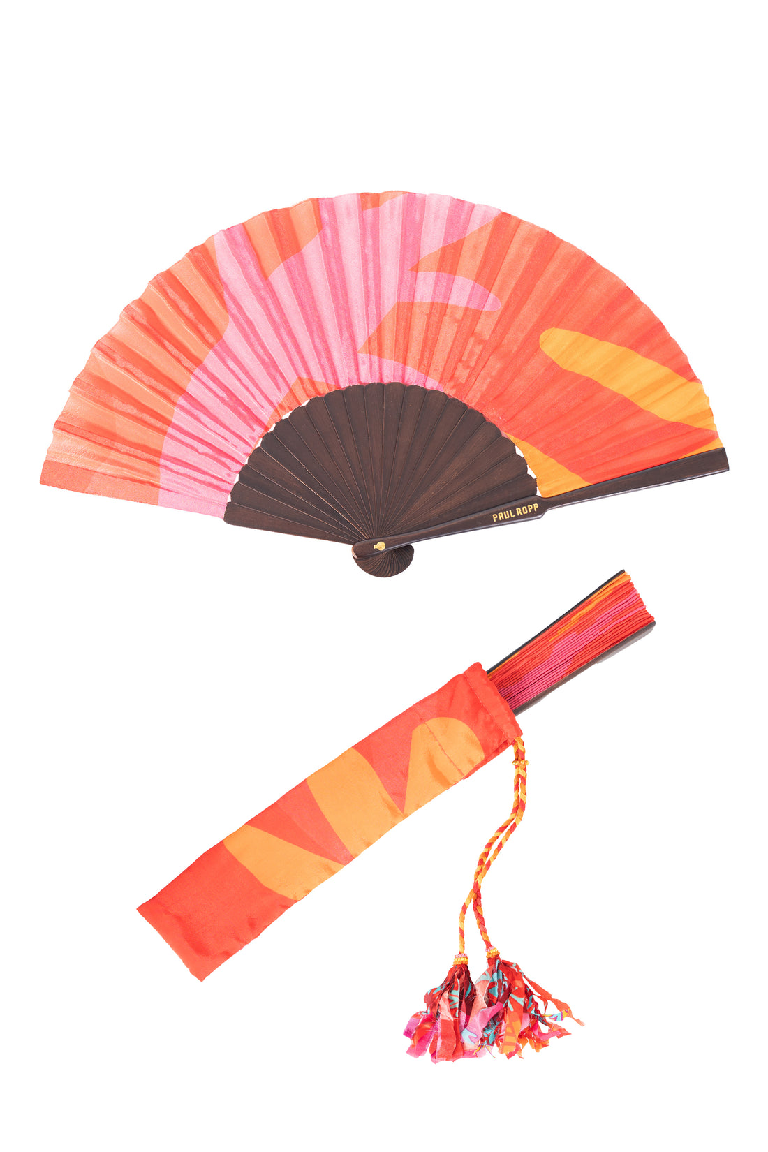 PR Hand Fan Sunset Orange - Large