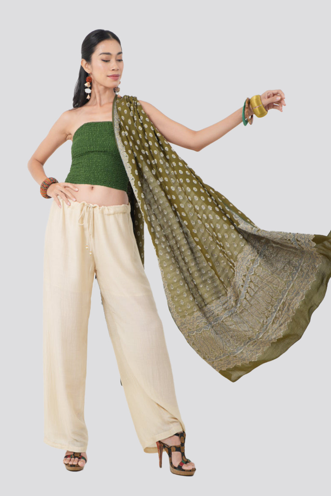 Meghan Jacquard Silk Shawl/ Scarf
