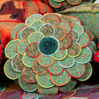 Rose Appliqué Round Cushion Cover