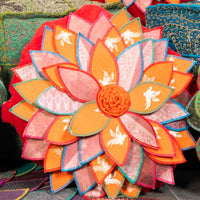 Round Lotus Appliqué Cushion Cover