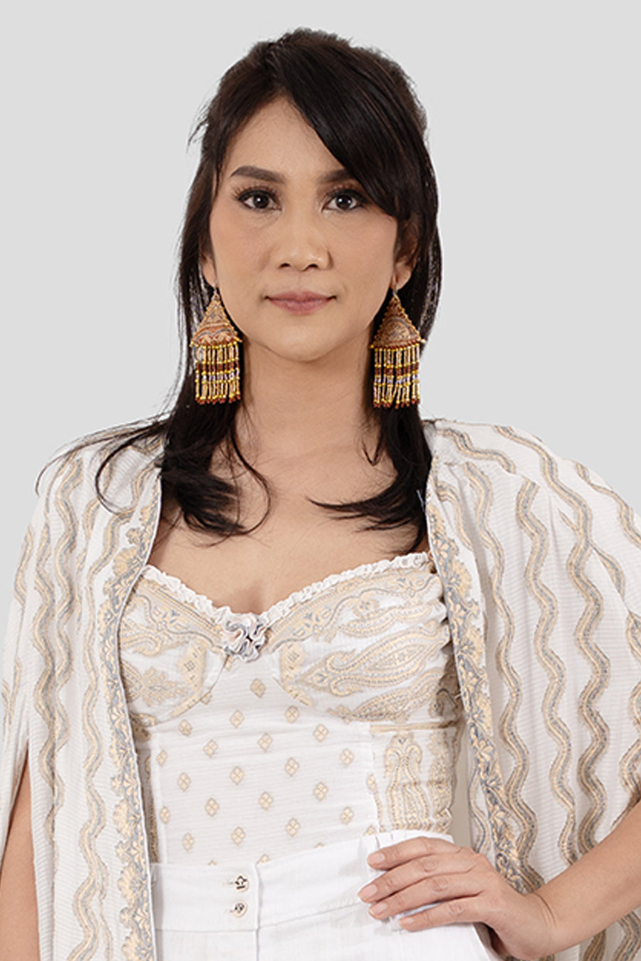 Woven Silk Pyramid Earrings