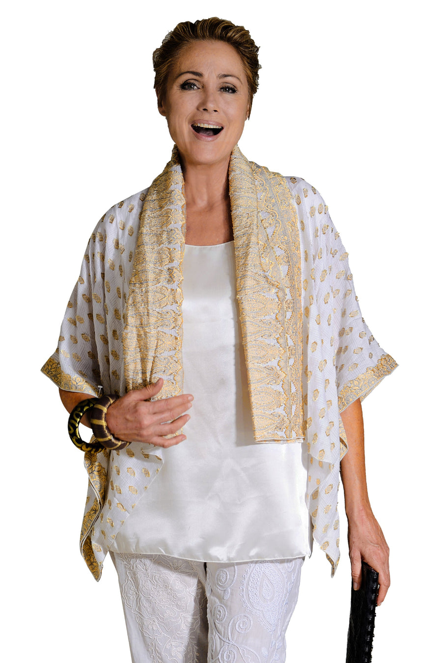 Juliette Silk Cape - Short Hand Cut Silk Jacquard (4520274952297) (7298876637380)