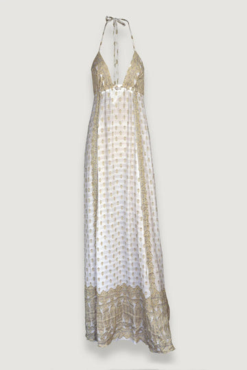 Klasum Halter Neck Dress- Hand Cut Jacquard Silk With Open Back (4400504766569) (7298396979396)